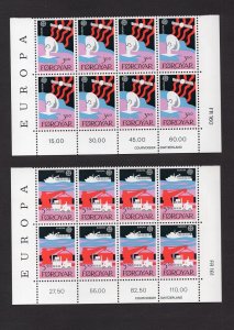 Faroe Islands  #173-174   MNH 1988   Europa  in blocks of 8 stamps