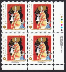 Christmas * Santa in Poland * Canada 1993 #1499 MNH LR Block of 4