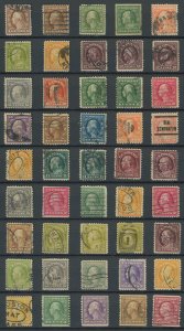 USA - 45 used Washington/Franklin stamps - minor duplication
