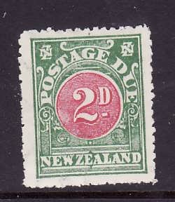 New Zealand-Sc#J18-unused hinged Postage Due 2p green & carmine-1904-28-