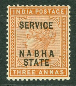 SG O12 India 1885-87. 3a brown & orange. Fine mounted mint CAT £48