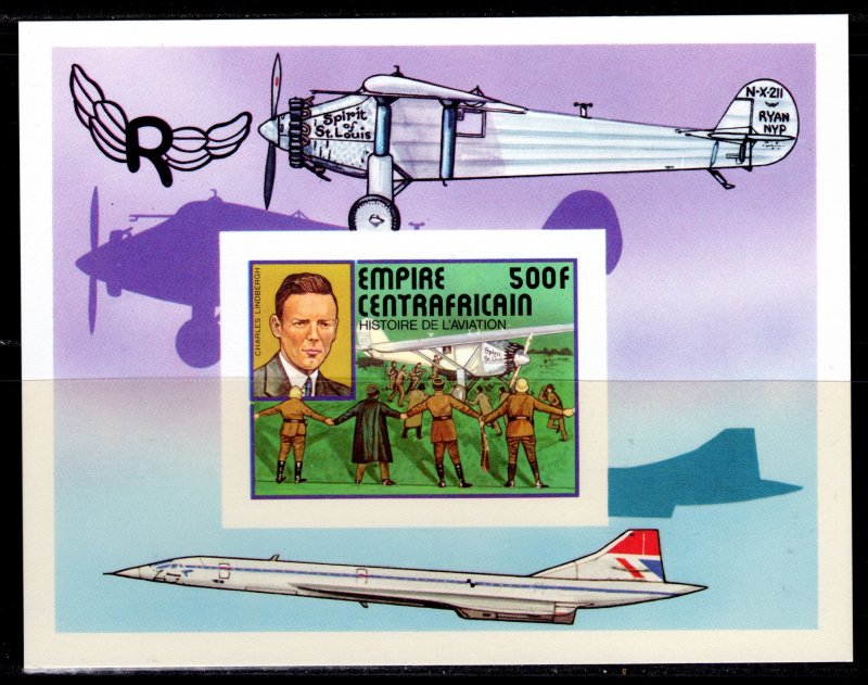 Central African 1977 Sc#302 CONCORDE/LINDBERGH ST.LOUIS SPIRIT Deluxe S/S MNH