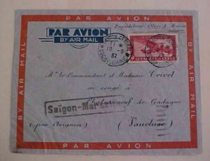 INDOCHINA  FLIGHT 10-9-1937 SAIGON B/S PARIS