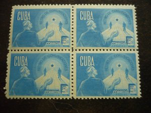 Stamps - Cuba - Scott#384-386 - Mint Hinged Set in Blocks of 4 Stamps