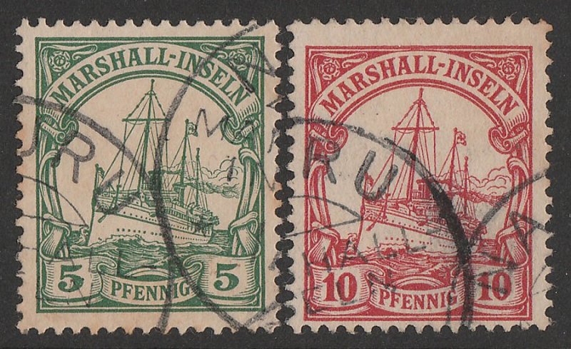 NAURU : 1908 Precursor use of Marshall Is Yacht 5pf & 10pf.