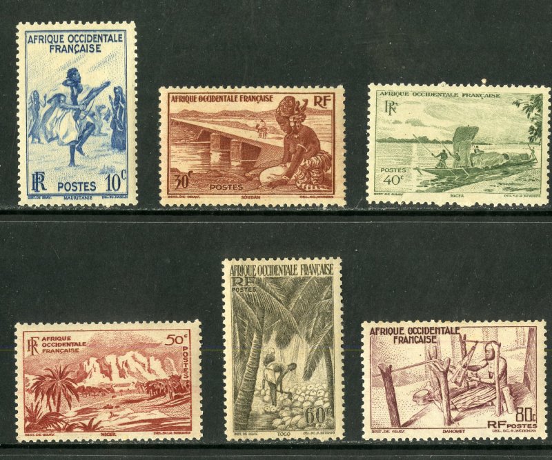 FRENCH WEST AFRICA 36-41 MNH PARTIAL SET SCV $3.20 BIN $1.50 CULTURE