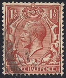 Great Britain #189 1 1/2 P King George 5, used stamp F-VF