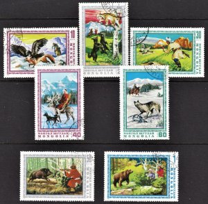 Mongolia Scott 851-57 complete set F to VF CTO. Great topicals.  FREE...