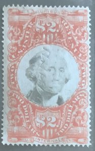 USA REVENUE STAMP THIRD ISSUE 1872 $2 CUT CANCEL SCOTT# R145