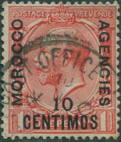 Morocco Agencies 1914 SG130 10c on 1d red KGV FU