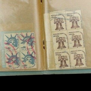 US Stamp Collection Blocks Used 40 Blocks (166 Stamps) in Vintage Block File