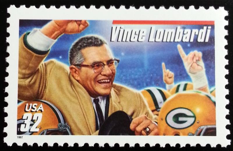 1997 32c Vince Lombardi, Green Bay Packers Scott 3147 Mint F/VF NH 