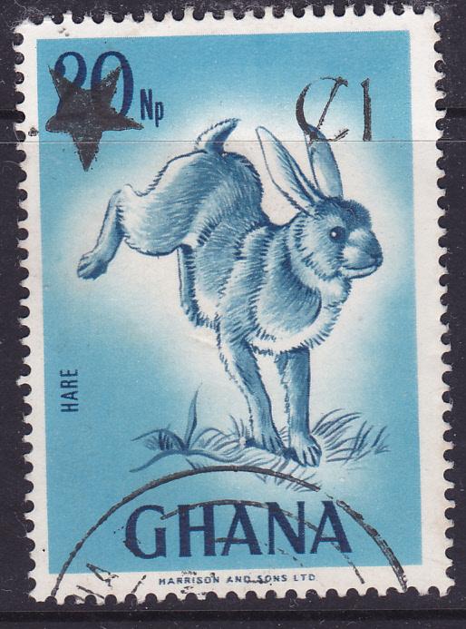 Ghana 1983 Bush Hare - Surcharge 1c on 20np used