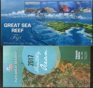 Fiji 2017 Great Sea Reef Corals Marine Life Wildlife FDC+ Brouchre # 18078