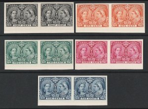 CANADA : 1897 QV Jubilee ½c-5c, imperf Proof pairs. Unitrade cat C$720.