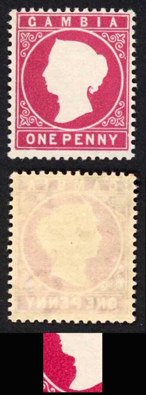 Gambia SG23/b 1d Wmk CA S/Ways Throat Flaw From 9.3.97 Printing M/M