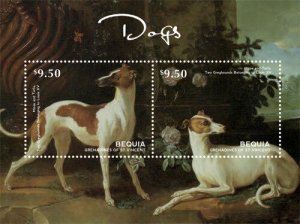 BEQUIA 2014 - DOGS - SOUVENIR SHEET OF 2 STAMPS (#2) - MNH