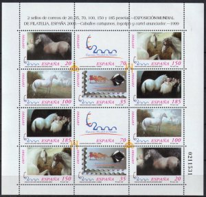 Spain 1999 Horses Exhibition ESPANA 2000 Mi.3512 /7 Sheet MNH