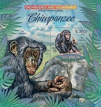 Uganda - Endangered Species - Chimpanzees - Souvenir Sheet - 21D-044
