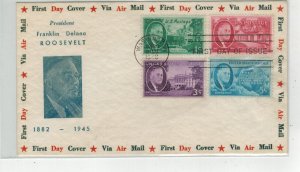 1946 FRANKLIN ROOSEVELT CMPLT SET OF 4 STAMPS ON 1 FDC BETTER LUDWIG CACHET