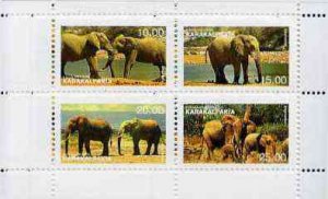 KARAKALPAKIA - 1996 - Elephants - Perf 4v Sheet - Mint Never Hinged