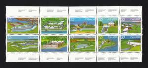 FORTS = MILITARY = Booklet Page of 10 DIFFERENT stamps Canada 1983 #992a [q09]