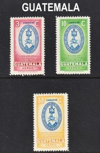 Guatemala Scott C163-65 complete set F to VF mint OG NH.