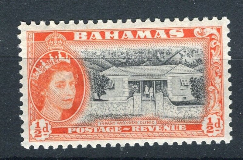 BAHAMAS; 1954 early QEII pictorial issue fine Mint hinged 1/2d. value