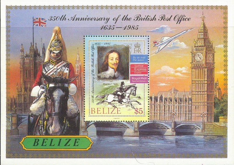 Belize 1985 Unissued 350th British Post Office Souvenir Sheet