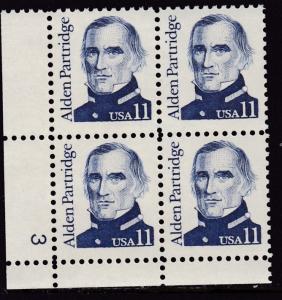 U.S. 1980 Great Americans 11cent Alden Partridge Plate Number Block VF/NH