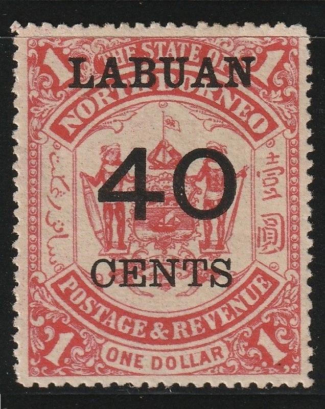 MALAYA North Borneo Labuan opt North Borneo 1895 40c on $1 MLH SG#79 CV£55