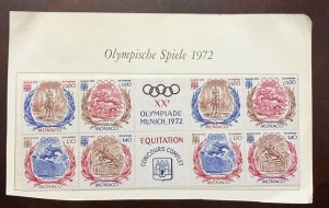 D)1972, MONACO, ISSUE, OLYMPIC GAMES, MUNICH'72, EQUESTRIAN SPORTS, XF