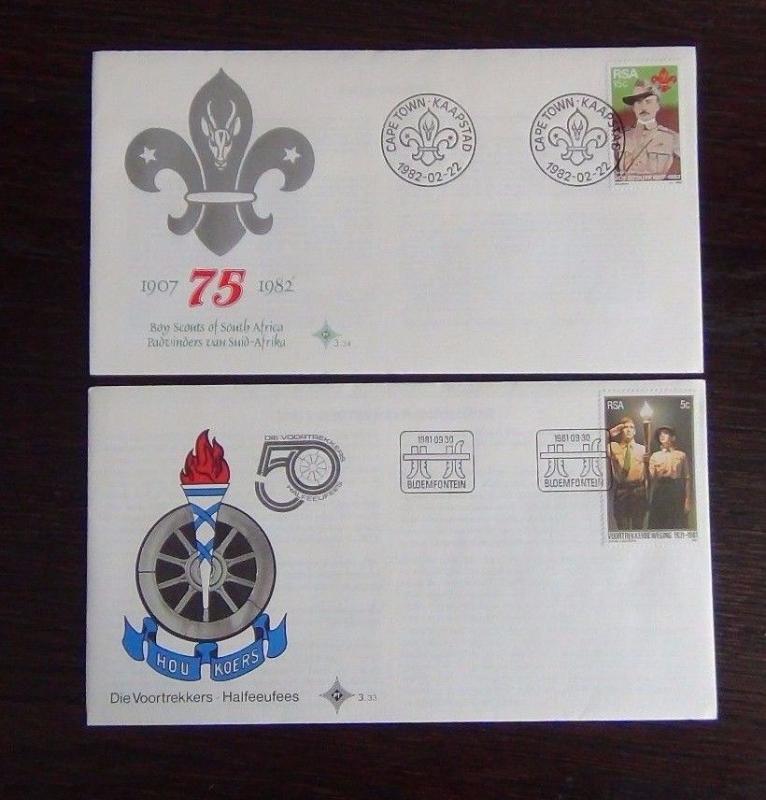 South Africa 1981 1982 FDC x 10 Fossils Navy Scouts Orchids Cancer Deaf TB etc  