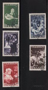 Saa Sc #B84-88 (1951) 12fr+3fr to 50fr+20fr Volkshife Semi-Postal Set VF Used