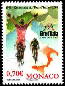 Monaco #2537, Complete Set, 2009, Sports, Bicycles/Cycling, Never Hinged