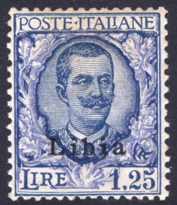 Libya 1929 1.25L Blue & Ultramarine Victor Emmanuel III Scott 63 MH Cat $60