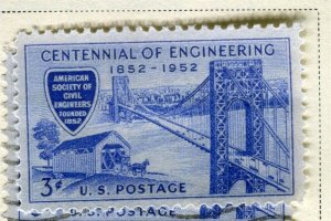 USA; 1952 early Commemorative Series Mint hinged 3c. value, Centennial