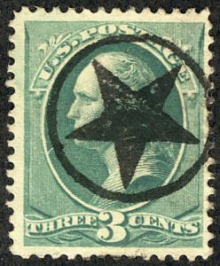 US #207 SOCKE ON THE NOSE, CIRCLED STAR cancel, WOW! Such a terrific cancel o...