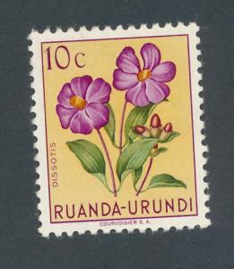 Ruanda-Urundi 1953 Scott 114 MH - 10c, Flowers, Dissotis