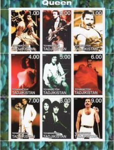 Tajikistan 2000 Freddie Mercury/Queen Sheetlet (9) Perforated MNH