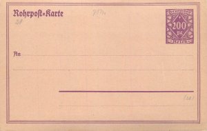 E0026 Germany 1875-1900 / 200 Pf. brown pneumatic tube post postal card unused