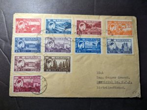 1948 Romania Full Stamp Set Souvenir Cover to Bistrita CFR