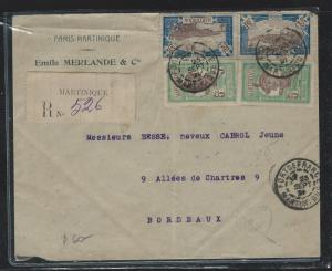 MARTINIQUE  (PP2709B) 1925 25CX2+5CX2 REG TO FRANCE MISS BACK FLAP