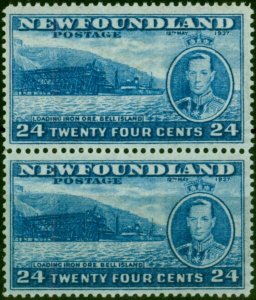 Newfoundland 1937 24c Light Blue SG265 V.F MNH Pair