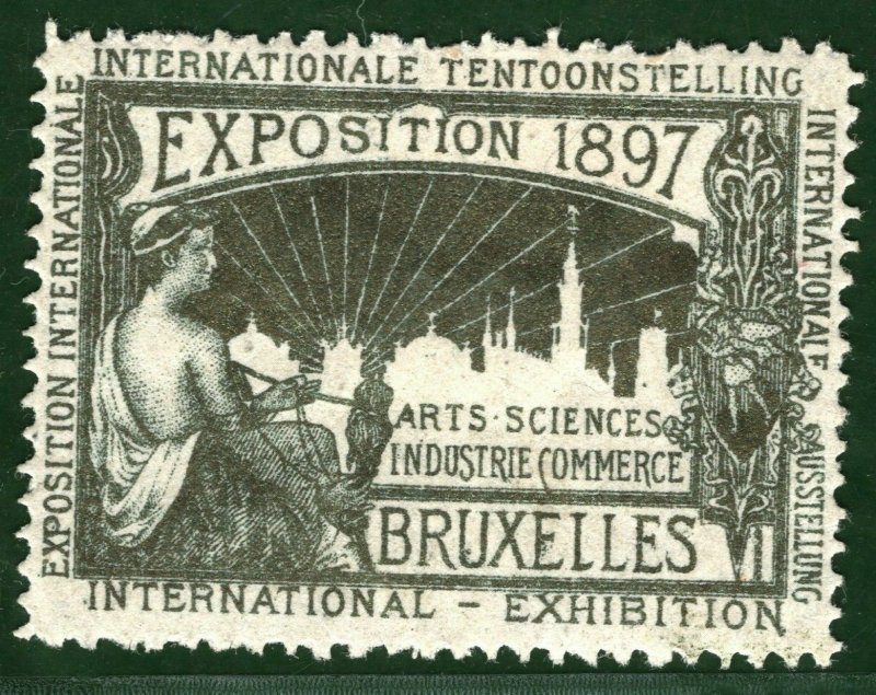 BRUSSELS EXHIBITION STAMP/LABEL Belgium 1897 *SILVER* Ink Mint MM B2WHITE34