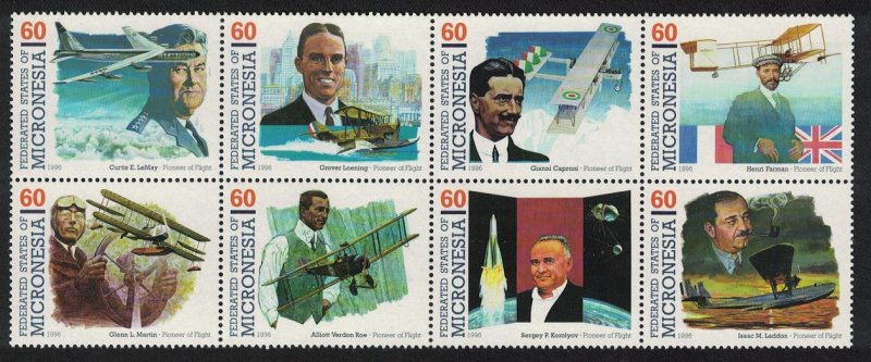 Micronesia Pioneers of Flight 8th series 8v Strip SG#514-521