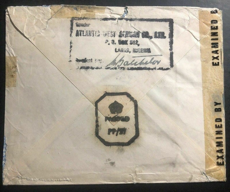 1944 Lagos Nigeria Censored Cover To Atlantic Refining Co Philadelphia Pa USA