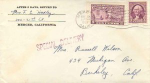 United States California Merced 1937 machine  3c Washington 1935 Issue and 10...