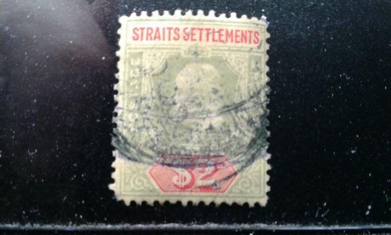 Straits Settlements #103 used pin hole pulled corner perf e194.3926