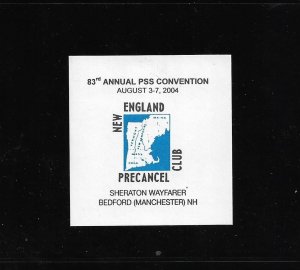 Precancel Stamp Society (PSS) Convention Seal/Label; 2004, Blue & Black, MNH